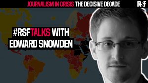 Edward Snowden spricht mit Reporter ohne Grenzen über die Pressefreiheit. Das Foto zeigt Edward Snowden.