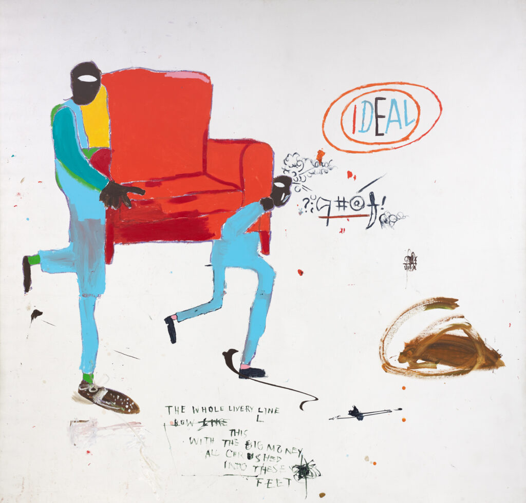 Jean-Michel Basquiat
Light Blue Movers, 1987
Acryl und Ölkreide auf Leinwand
Nicola Erni Collection, Reto Pedrini Photography © Estate of Jean-Michel Basquiat. Licensed by Artestar, New York